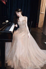 Load image into Gallery viewer, Elegant A Line Off the Shoulder Champagne Floor Length Formal Dress