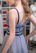 Load image into Gallery viewer, Charming A Line Spaghetti Straps Purple Long Prom Dress with Beading