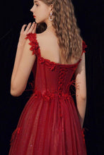 Load image into Gallery viewer, Gorgeous A Line Off the Shoulder Burgundy Long Formal Dress with Appliques
