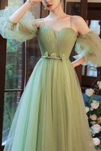 Load image into Gallery viewer, Charming A Line Off the Shoulder Green Floor Length Prom Dress
