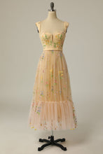 Load image into Gallery viewer, A Line Sweeheart Champagne Prom Dress with Embroidery