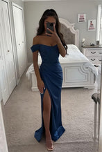 Load image into Gallery viewer, Hot Sexy Sheath Off the Shoulder Long Prom Dress with Split Front