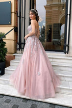 Load image into Gallery viewer, Gorgeous A Line Sweetheart Pink Long Prom Dress with Appliques