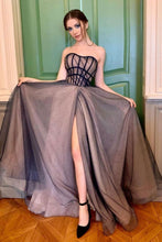 Load image into Gallery viewer, A Line Sweetheart Pink Grey Long Prom Dress Party Dress
