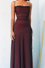 Load image into Gallery viewer, Sheath Spaghetti Straps Burgundy Long Prom Dress with Silt
