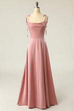 Load image into Gallery viewer, Simple A Line Spaghetti Straps Light Green Long Prom Dress with Silt