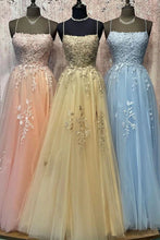 Load image into Gallery viewer, Gorgeous A Line Spaghetti Straps Long Prom Dress with Appliques
