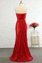 Load image into Gallery viewer, Mermaid Sweetheart Red Sequins Long Prom Dress Party Dress