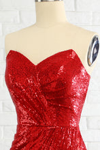 Load image into Gallery viewer, Mermaid Sweetheart Red Sequins Long Prom Dress Party Dress
