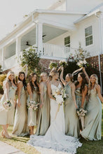Load image into Gallery viewer, Mermaid Light Green Long Bridesmaid Dress Party Dress