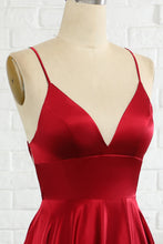 Load image into Gallery viewer, Simple A Line Spaghetti Straps Burgundy Long Prom Dress
