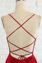 Load image into Gallery viewer, Simple A Line Spaghetti Straps Burgundy Long Prom Dress
