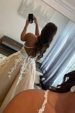 Load image into Gallery viewer, Charming A Line V Neck Champagne Prom Dress with Appliques
