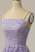 Load image into Gallery viewer, Gorgeous A Line Spaghetti Straps Lavender Long Prom Dress with Appliques
