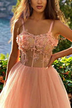 Load image into Gallery viewer, New Arrival A Line Off Shoulder Pink Prom Dress with Appliques