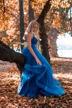 Load image into Gallery viewer, A Line One Shoulder Royal Blue Long Prom Dress with Appliques

