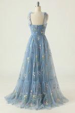 Load image into Gallery viewer, Elegant A Line Spaghetti Straps Champagne Long Prom Dress with Embroidery

