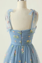 Load image into Gallery viewer, Elegant A Line Spaghetti Straps Champagne Long Prom Dress with Embroidery
