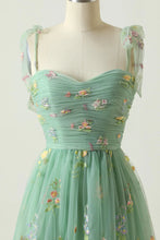 Load image into Gallery viewer, Elegant A Line Spaghetti Straps Green Long Prom Dress with Embroidery