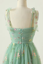 Load image into Gallery viewer, Elegant A Line Spaghetti Straps Champagne Long Prom Dress with Embroidery
