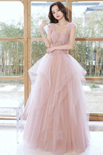 Load image into Gallery viewer, Princess A Line Sweetheart Blush Long Prom Dress with Appliques