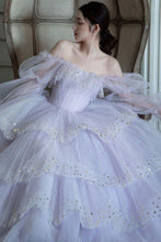 Load image into Gallery viewer, Elegant A Line Off the Shoulder Light Purple Long Prom Dress with Sequins