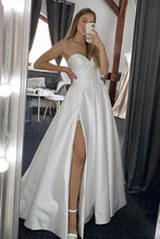 Load image into Gallery viewer, Charming A Line Sweetheart White Wedding Dress with Slit