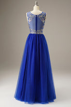 Load image into Gallery viewer, A-Line Floor Length Tulle Long Dress WIth Beading