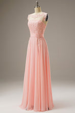 Load image into Gallery viewer, A-Line Illusion Chiffon Long Dress WIth Appliques