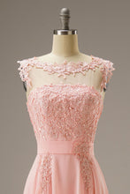 Load image into Gallery viewer, A-Line Illusion Chiffon Long Dress WIth Appliques
