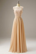 Load image into Gallery viewer, A-Line Illusion Chiffon Long Dress WIth Appliques