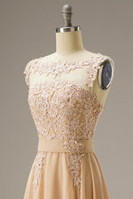 Load image into Gallery viewer, A-Line Illusion Chiffon Long Dress WIth Appliques
