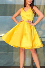 Load image into Gallery viewer, A-Line Knee Length Lemon Homecoming Dress