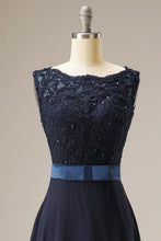 Load image into Gallery viewer, A Line Lace Top Sweep Train Prom Dress With Belt