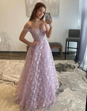 Load image into Gallery viewer, A-Line Off The Shoulder Long Prom Dress With Sequin
