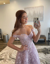 Load image into Gallery viewer, A-Line Off The Shoulder Long Prom Dress With Sequin
