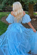 Load image into Gallery viewer, A-Line Off The Shoulder Long Tulle Prom Party Dress With Belt
