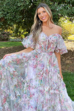Load image into Gallery viewer, A-Line Off The Shoulder Long Tulle Prom Party Dress With Belt
