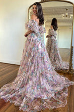 Load image into Gallery viewer, A-Line Off The Shoulder Long Tulle Prom Party Dress With Belt
