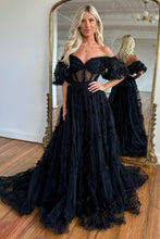 Load image into Gallery viewer, A-Line Off The Shoulder Long Tulle Prom Party Dress With Belt
