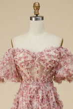 Load image into Gallery viewer, A-Line Floor Length Off The Shoulder Print Prom Dress
