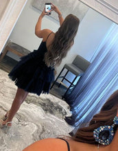 Load image into Gallery viewer, A-Line Spaghetti Straps Navy Tulle Homecoming Dress
