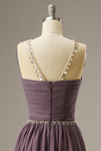 Load image into Gallery viewer, A-Line Sweep Train Chiffon Long Dress WIth Beading
