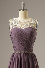 Load image into Gallery viewer, A-Line Sweep Train Chiffon Long Dress WIth Beading
