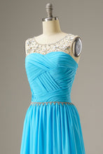 Load image into Gallery viewer, A-Line Sweep Train Chiffon Long Dress WIth Beading
