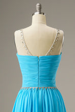 Load image into Gallery viewer, A-Line Sweep Train Chiffon Long Dress WIth Beading
