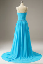 Load image into Gallery viewer, A-Line Sweep Train Chiffon Long Dress WIth Beading
