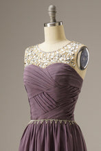 Load image into Gallery viewer, A-Line Sweep Train Chiffon Long Dress WIth Beading
