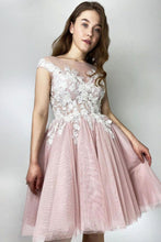 Load image into Gallery viewer, A-line Cap Sleeves Homecoming Dress With Applique