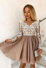 Load image into Gallery viewer, A-line Knee Length Long Sleeves Homecoming Dress
